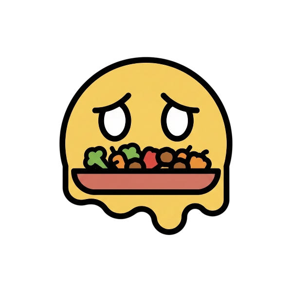 Melting face and Shallow pan of food