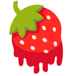 melting face and strawberry