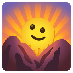 melting face and sunrise over mountains