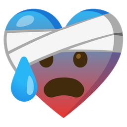 mending heart and anxious face with sweat