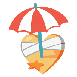 mending heart and beach with umbrella