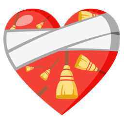 mending heart and broom