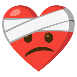 mending heart and confused face