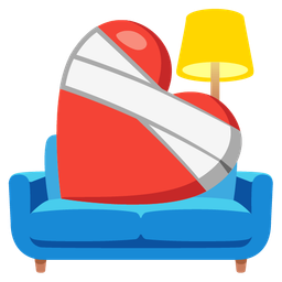 mending heart and couch and lamp