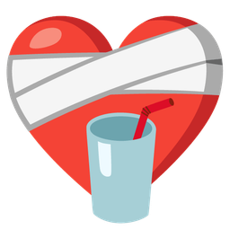 mending heart and cup with straw