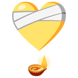 mending heart and diya lamp
