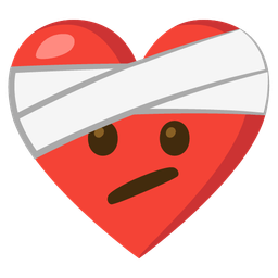 Mending heart and Face with diagonal mouth