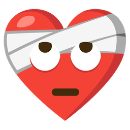 mending heart and face with rolling eyes