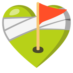 mending heart and flag in hole