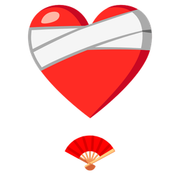 mending heart and folding hand fan