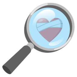 mending heart and magnifying glass tilted right