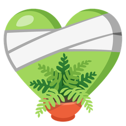 mending heart and potted plant
