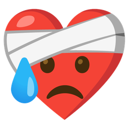 mending heart and sad but relieved face