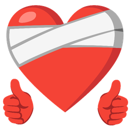 mending heart and thumbs up