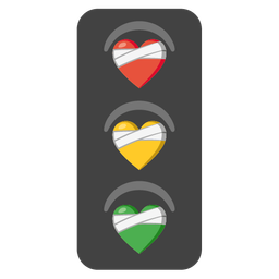 mending heart and vertical traffic light