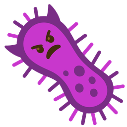 microbe and angry face with horns