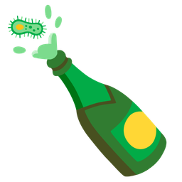microbe and bottle with popping cork