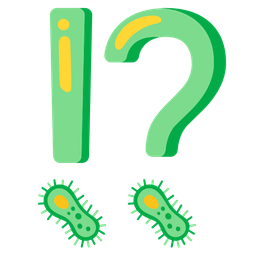 microbe and exclamation question mark