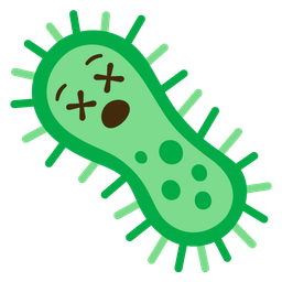 microbe and face with crossed-out eyes