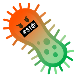 microbe and face with symbols on mouth