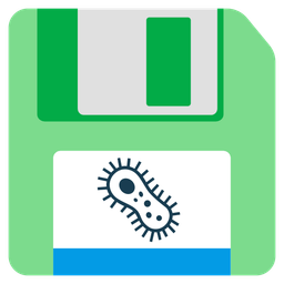 microbe and floppy disk