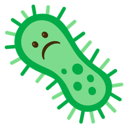 microbe and frowning face