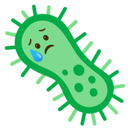 microbe and sad but relieved face