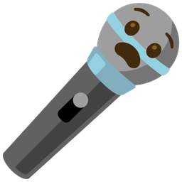 microphone and anguished face