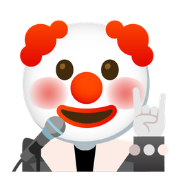 microphone and clown face
