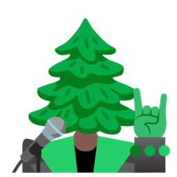 microphone and evergreen tree