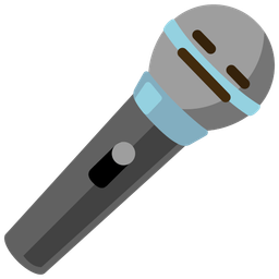 microphone and expressionless face