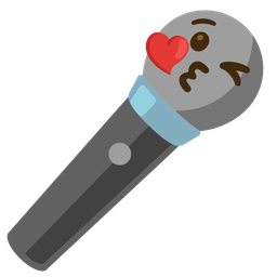 Microphone and Face blowing a kiss