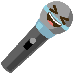 Microphone and Grinning squinting face