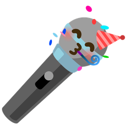 microphone and partying face