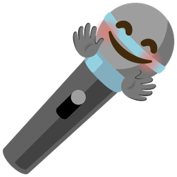 Microphone and Smiling face with open hands
