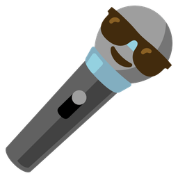 microphone and smiling face with sunglasses