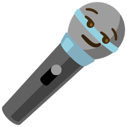 microphone and smirking face