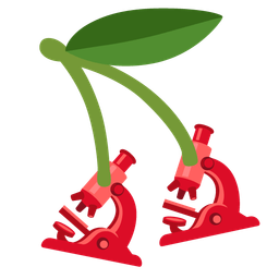 microscope and cherries