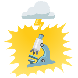 microscope and cloud with lightning