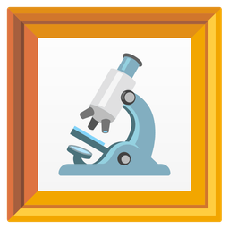 microscope and framed picture