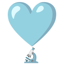 microscope and heart exclamation