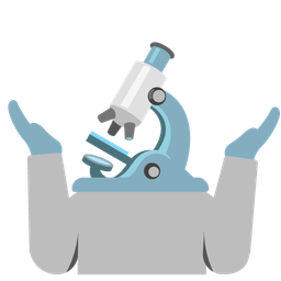 microscope and person shrugging