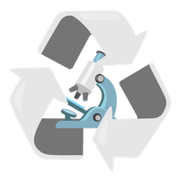 microscope and recycling symbol