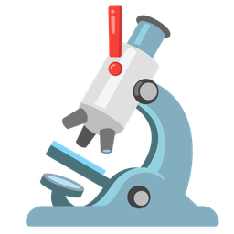 microscope and red exclamation mark