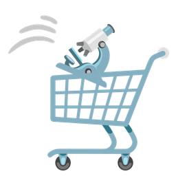 microscope and shopping cart