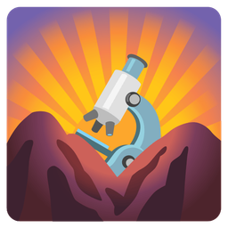 microscope and sunrise over mountains