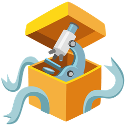 microscope and wrapped gift