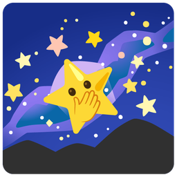 milky way and face with open eyes and hand over mouth