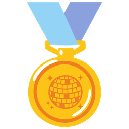 mirror ball and 1st place medal