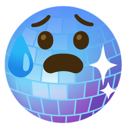 mirror ball and anxious face with sweat